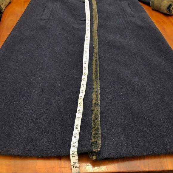 Vintage Cashmere Wool Oversized Fuax Fux Winter Long Pea Coat Maxi Jacket. Large - Picture 16 of 16